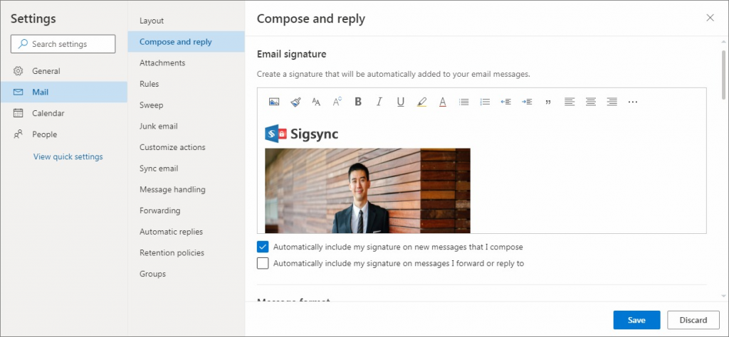 compose email signature with image